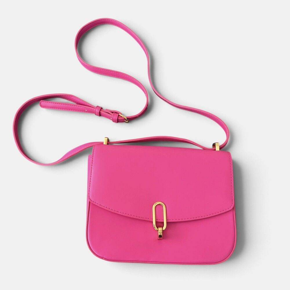 A New Day Pink Small Crossbody Purse Bag Turn Lock, Adjustable Strap, Pockets